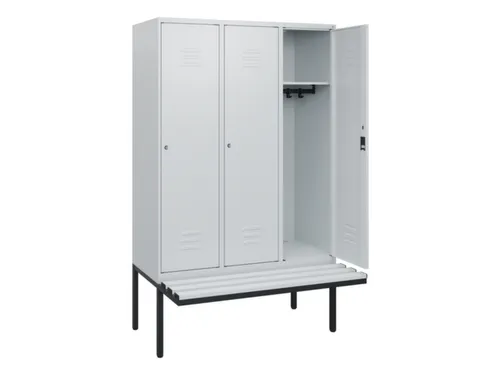 locker met bank,HxBxD 1950x1200x815mm,3vak,vak B 400mm,cil.-slot
