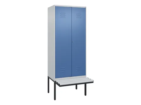 PBM-locker met bank,HxBxD 2120x800x815mm,2vak,vak B 400mm,cil.-slot