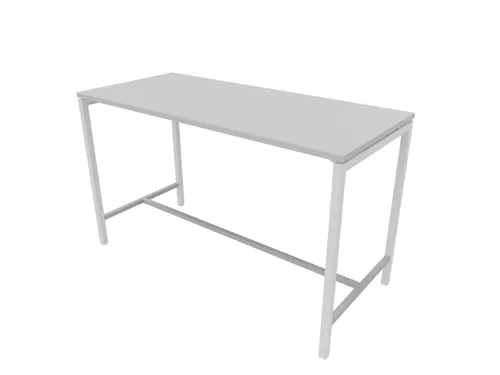 statafel,HxBxD 1070x1800x800mm,hoekig,met 4-voeten wit,blad grijs