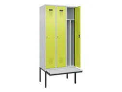 locker met bank,voor scheiding van kleding,HxBxD 2120x900x815mm,3vak