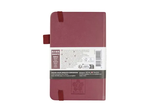 Notitieboek Sakura hard cover pocket lijn moerbei 90x140mm