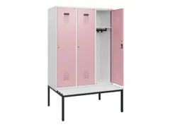 locker met bank,HxBxD 1950x1200x815mm,3vak,vak B 400mm,cilinderslot