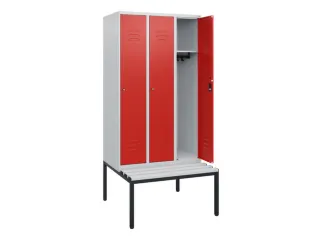 locker met bank,HxBxD 1950x900x815mm,3vak,vak B 300mm,cil.-slot - 2