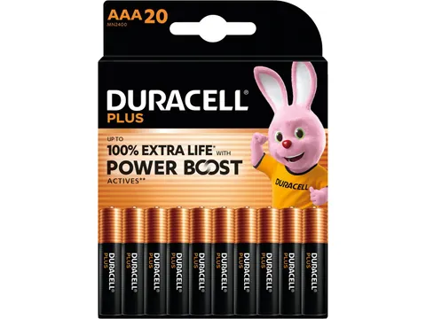 Duracell Plus 100% Extra Life batterij PowerBoost AAA 20 stuks