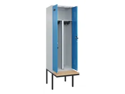 PBM-locker met bank,HxBxD 2120x600x815mm,2vak,vak B 300mm,draaigrendel