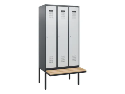 locker met bank,HxBxD 1950x900x815mm,3vak,vak B 300mm,cilinderslot
