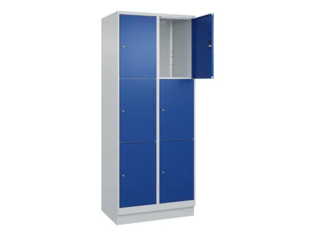 lockerkast,HxBxD 1950x800x500mm,2x3vakken,vak B 400mm,cil.-slot,sokkel