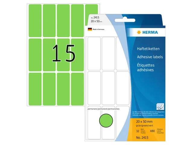 HERMA 2415 Universele etiketten 20x50mm Groen 480 stuks