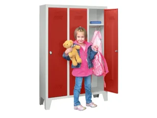 lockerkast v. kinderen,HxBxD 1300x780x300mm,3vak,RAL7035,front RAL3000 - 2