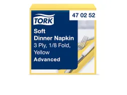 Tork 470252 Soft Dinnerservet 3-laags geel 39x39cm