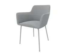 Bezoekersstoel 4Voeten Ronde Buis Verchroomd Lichtgrijs