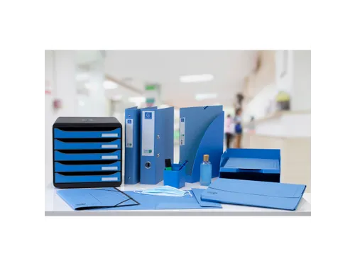 Elastomap Exacompta Clean'Safe 3-kleppen glanskarton blauw -