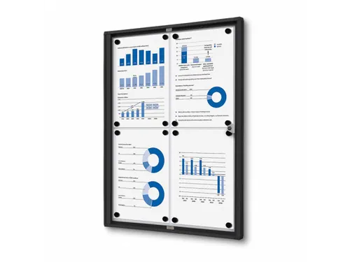 Vitrinekast Mededelingenbord Economy 4xA4 Zwart