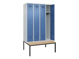 locker met bank,HxBxD 2120x1200x815mm,4vak,vak B 300mm,cilinderslot
