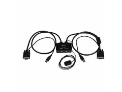 2-poorts USB VGA-kabel KVM-switch - met USB-voeding en afstandsbedieni