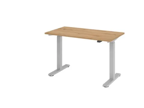 Elektrisch Zit-sta Bureau 720-1190x1200x670mm Eiken T-voet zilver
