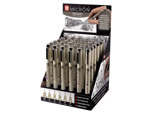 Fineliner Display Sakura Pigma Micron assorti zwart