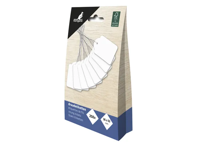 Draadetiket Kangaro 36x53mm wit doos a 250 stuks
