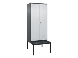 PBM-locker met bank,HxBxD 2120x800x815mm,2vak,vak B 400mm,draaigrendel