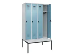 locker met bank,HxBxD 2120x1200x815mm,4vak,vak B 300mm,draaigrendel