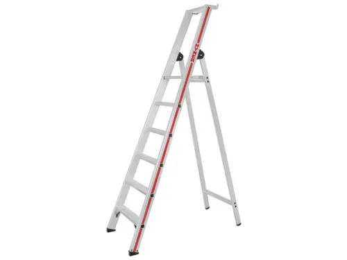 trapladder,eenzijdig,6treden,stand H 1,4m,balk L 2,2m,aluminium