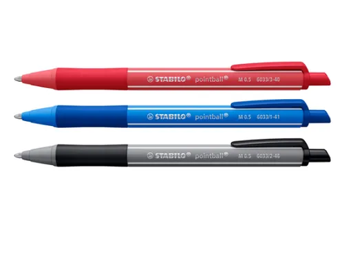 Balpen STABILO pointball colorful medium assorti blister à 3 stuks