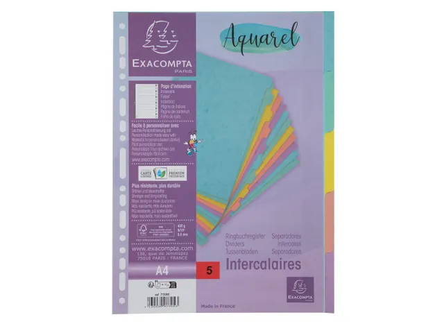 Tabbladen 5 ind. A4 glansk. 400g AQUAREL