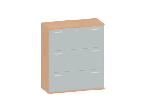 hangmappenkast 1150x1000x430mm 3hangmappenframes beuken + Lichtgrijs