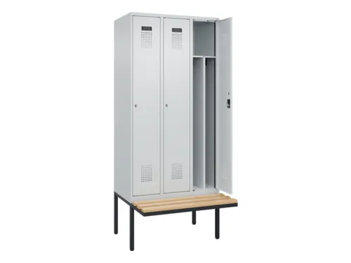 locker met bank,voor scheiding van kleding,HxBxD 2120x900x815mm,3vak