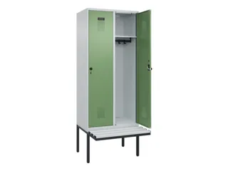 locker met bank,HxBxD 2120x800x815mm,2vak,vak B 400mm,draaigrendel - 1