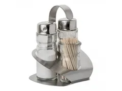 Menage rvs 3-delig peper/zout/tandenstoker