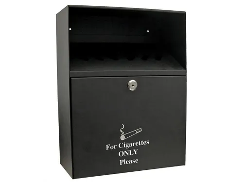 Wandasbak staal 24x30x9cm 7L zwart met 2 sleutels