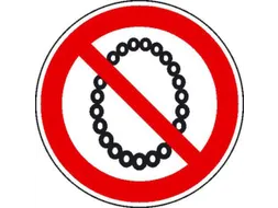 verbodsbord,Verboden te bedienen met halsketting,PVC,Ø 50mm
