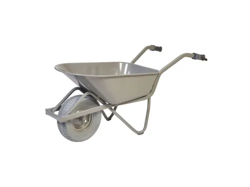 kruiwagen,80l,HxBxD 620x590x1450mm,staal-bak,grijs,staal,PU-banden