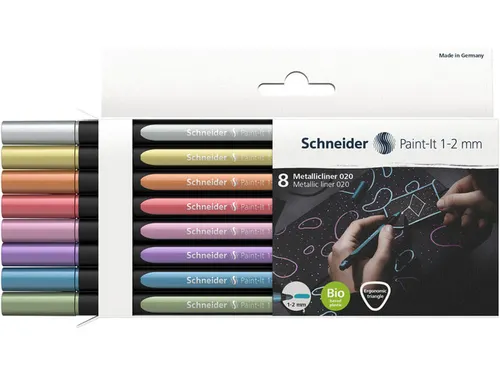 Metallic liner Schneider Paint-It 020 1-2mm etui 8st. (metallic zilver