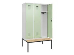 locker met bank,HxBxD 2120x1200x815mm,3vak,vak B 400mm,cilinderslot