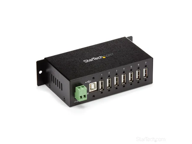 7-Port industriële USB 2.0 hub metalen USB-A hub met DIN-rail montage