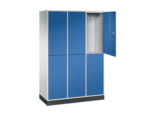 Dubbeldekse garderobekast,RAL 7035/RAL 5010,HxBxD 1950x1220x500mm