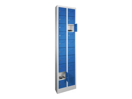lockerkast,HxBxD 1950x460x200mm,2x10vakken,RAL7035,front RAL5010