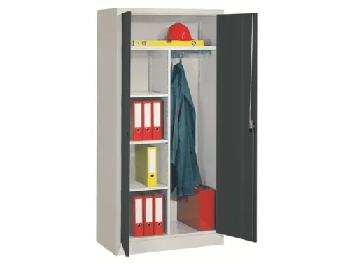 Dossier-/Kledingkast Hxbxd 1950x1000x400mm Ral7035 Front Ral7016
