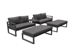 Loungeset aluminium Zwart/Antraciet 8-zits tuinset met bijzettafel