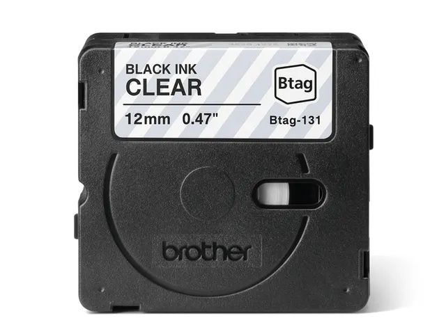 Labeltape Brother Ptouch Btag-131 12mm zwart op transparant