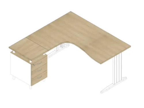 bureauset bureau staand ladeblok links 730x1600x1650mm C-voet eiken