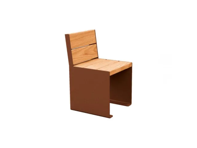 Chaise d'extérieur assise H450mm 3 lattes chêne clair/effet rouille