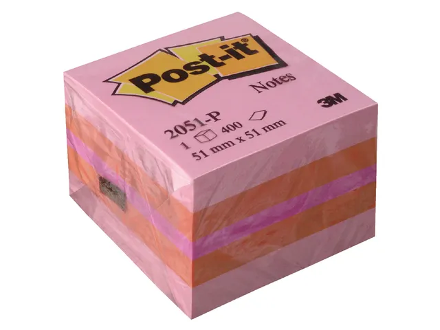Bloc-mémos Post-it 20511P cube 51x51mm rose 400 feuillets