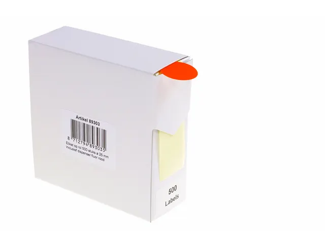 Etiket Rillprint 25mm 500st op rol fluor rood