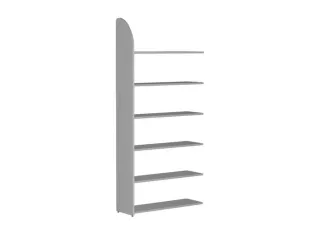 Basisveld 2250x1000x325mm 6legborden 1 Zijpaneel Lichtgrijs - 1