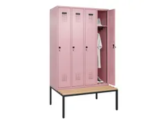 locker met bank,HxBxD 2120x1200x815mm,4vak,vak B 300mm,draaigrendel