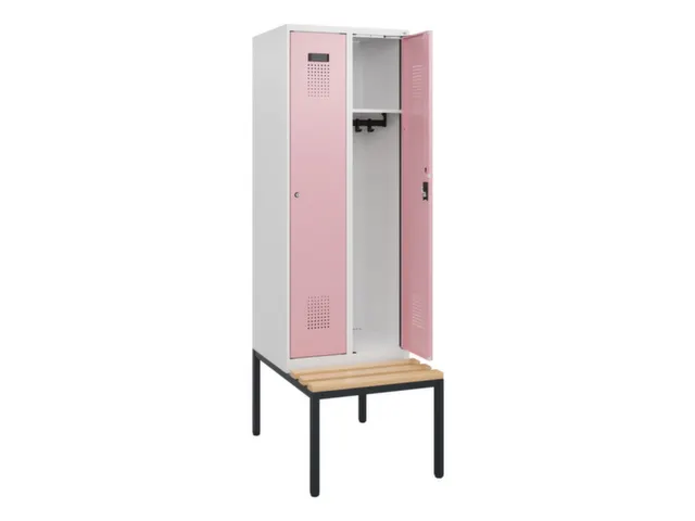 locker met bank,HxBxD 1950x600x815mm,2vak,vak B 300mm,cilinderslot