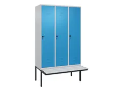 locker met bank,HxBxD 2120x1200x815mm,3vak,vak B 400mm,draaigrendel